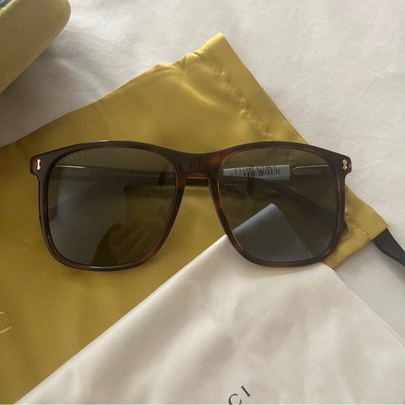 BNWT Gucci Square Large Sunglasses MSRP $435 Havana Brown 57mm - Picture 5 of 12